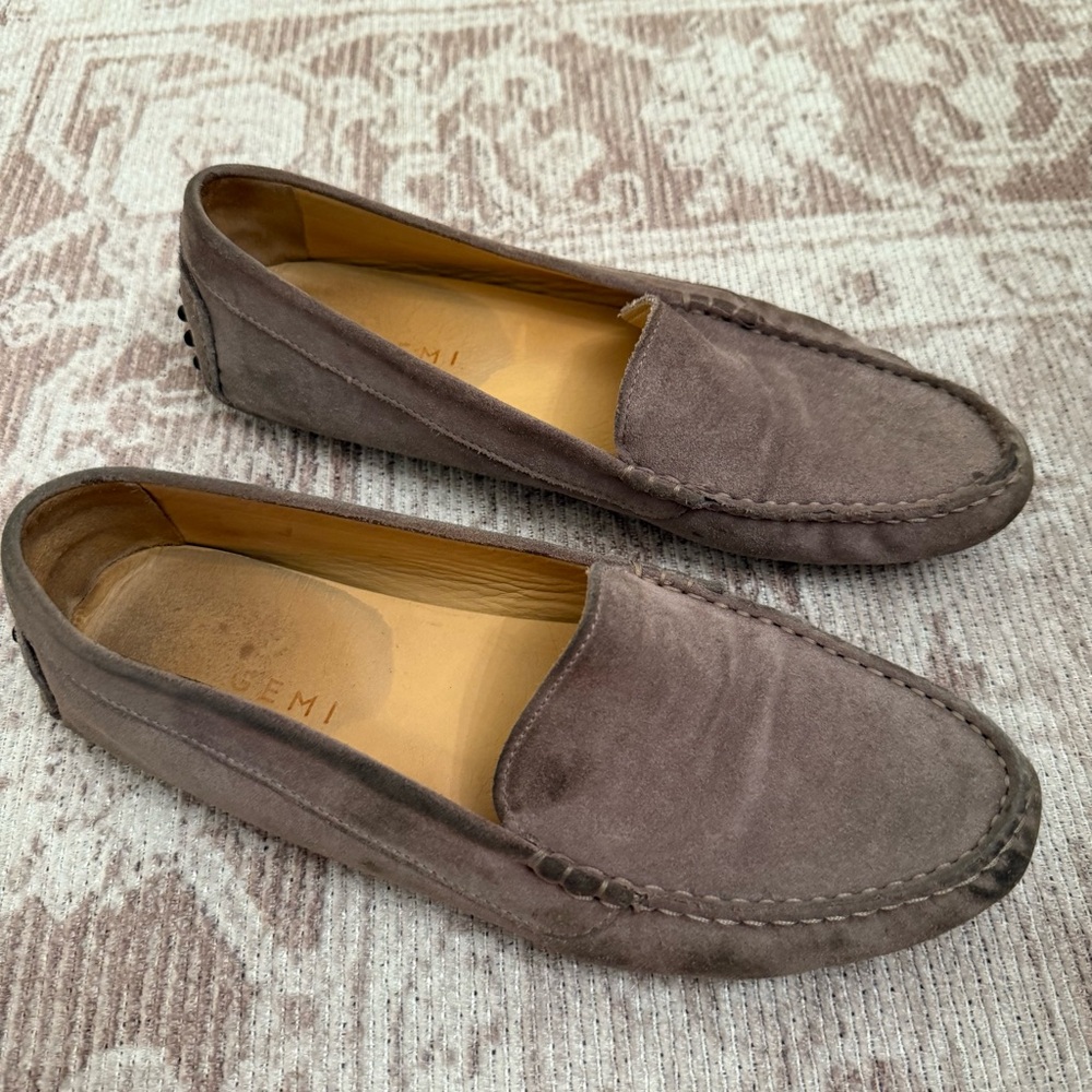 M. Gemi The Felize Suede Moccasin Italian Leather Loafer Gray
